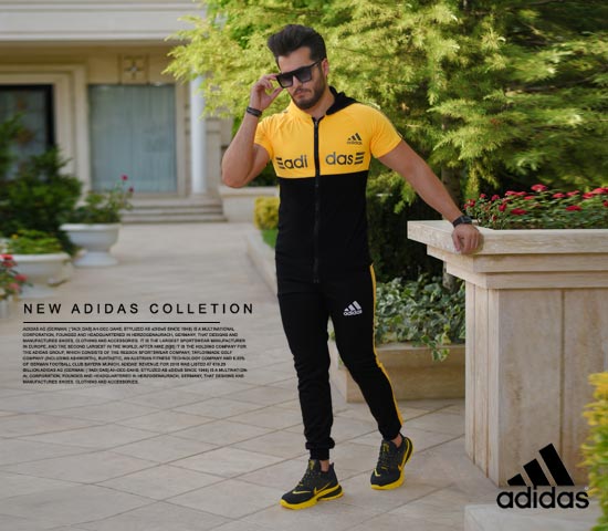 ست تیشرت وشلوار زیپ دار Adidas مدل Kaliz (زرد)