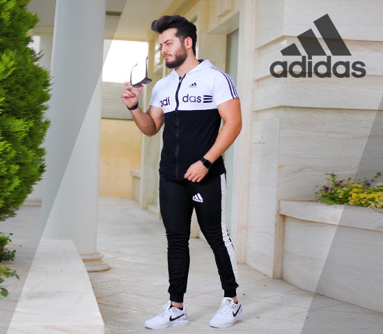 ست تیشرت و شلوار زیپ دار Adidas مدل Kaliz (سفید)